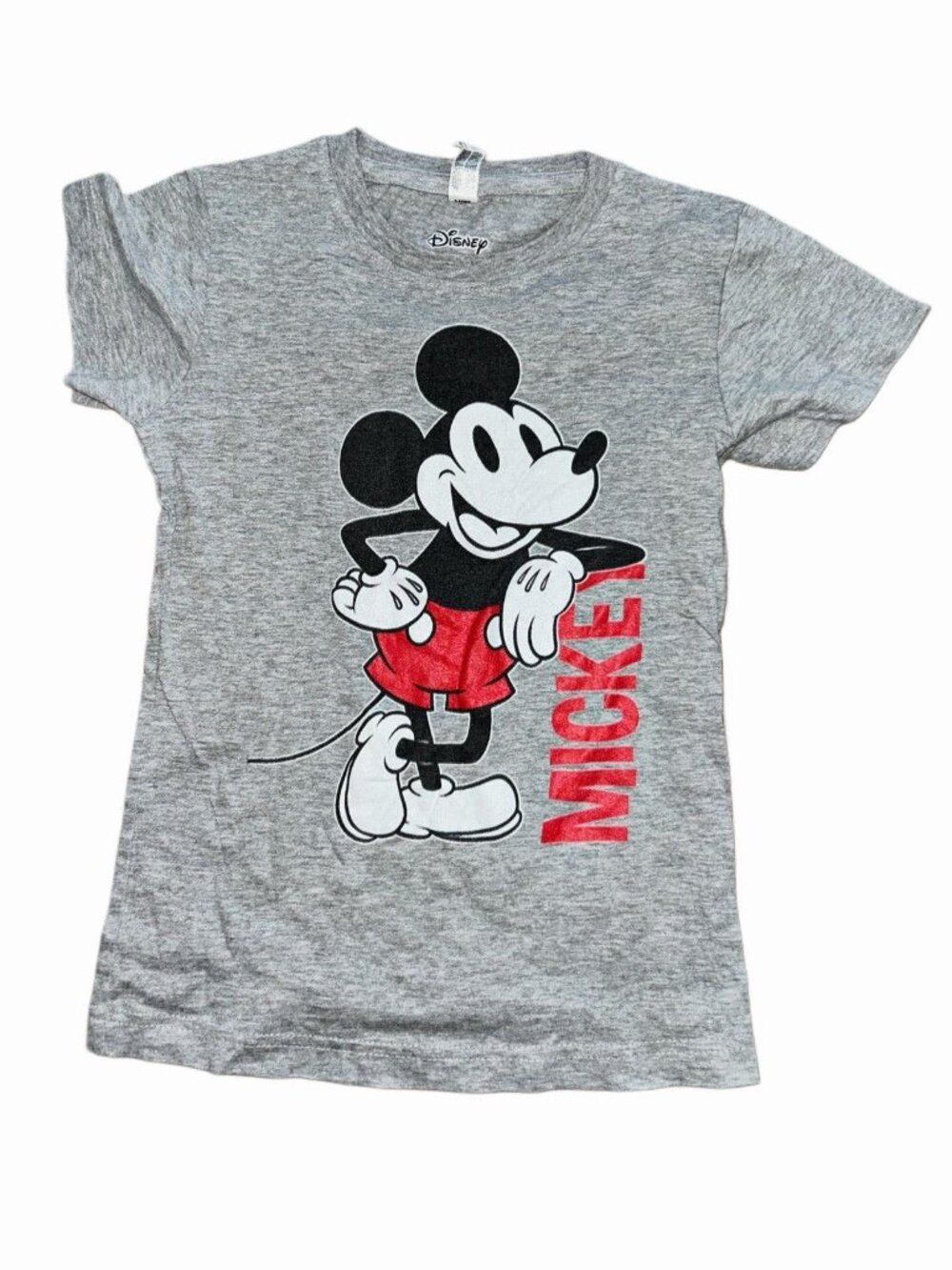Girls Youth sz L Mickey Mouse Graphic Print Grey T-shirt
